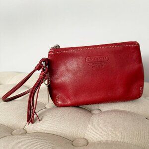 Coach RED Leather Wristlet Wide Bottom - Pre-Owned